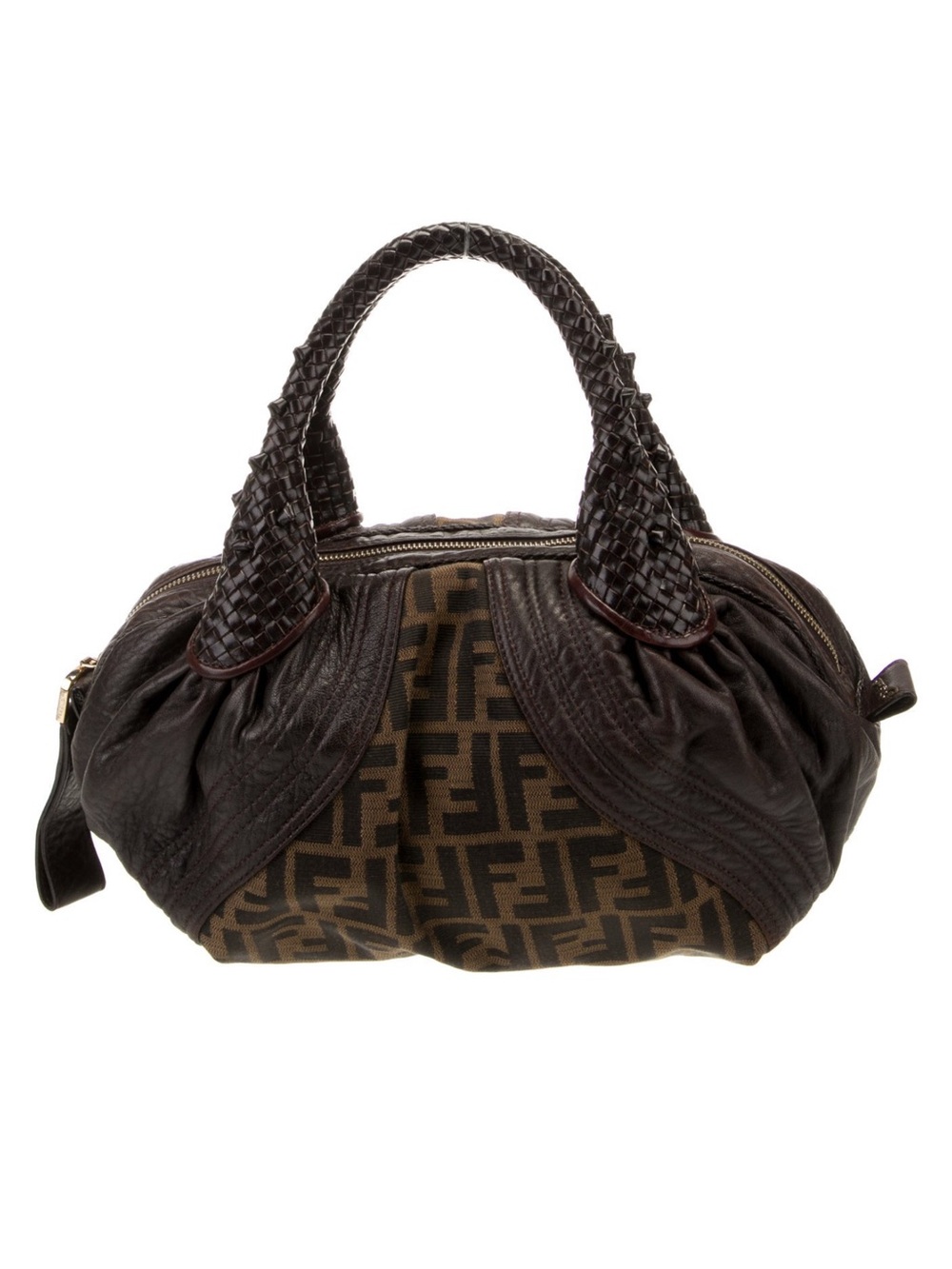 Fendi Baby Spy Bag Zucca Logo Brown Leather Trim - Picture 2 of 10